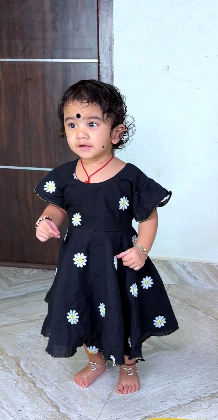 Cora cotton black color baby frock  6 to 10yrs