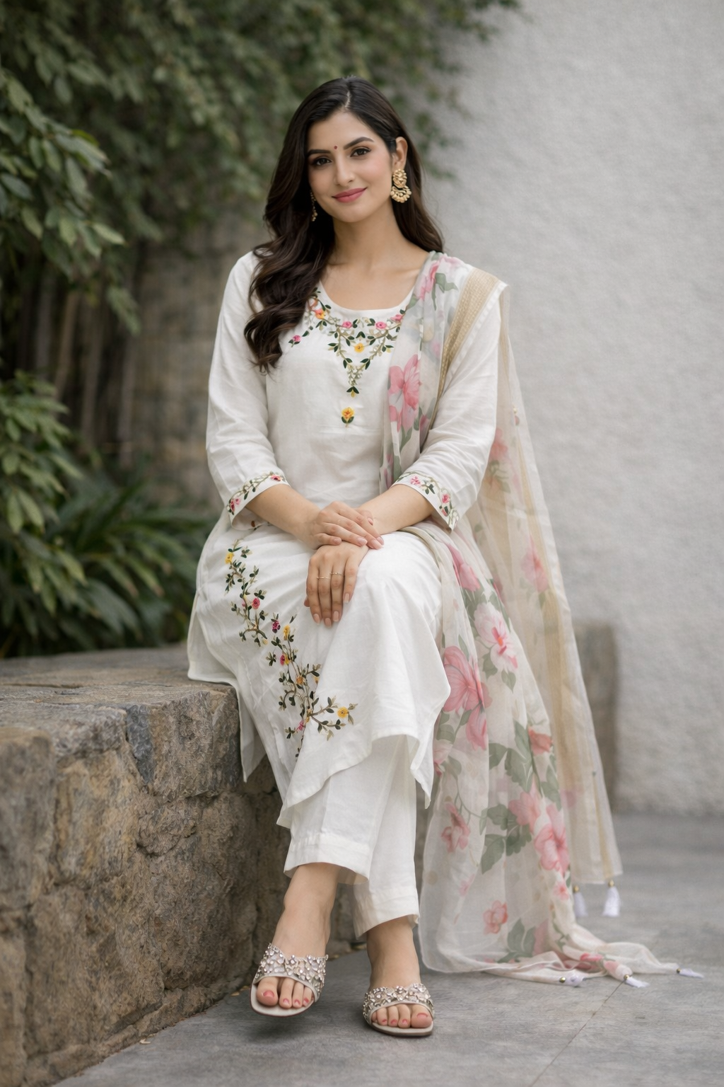 Beautiful White 3 piece suit set