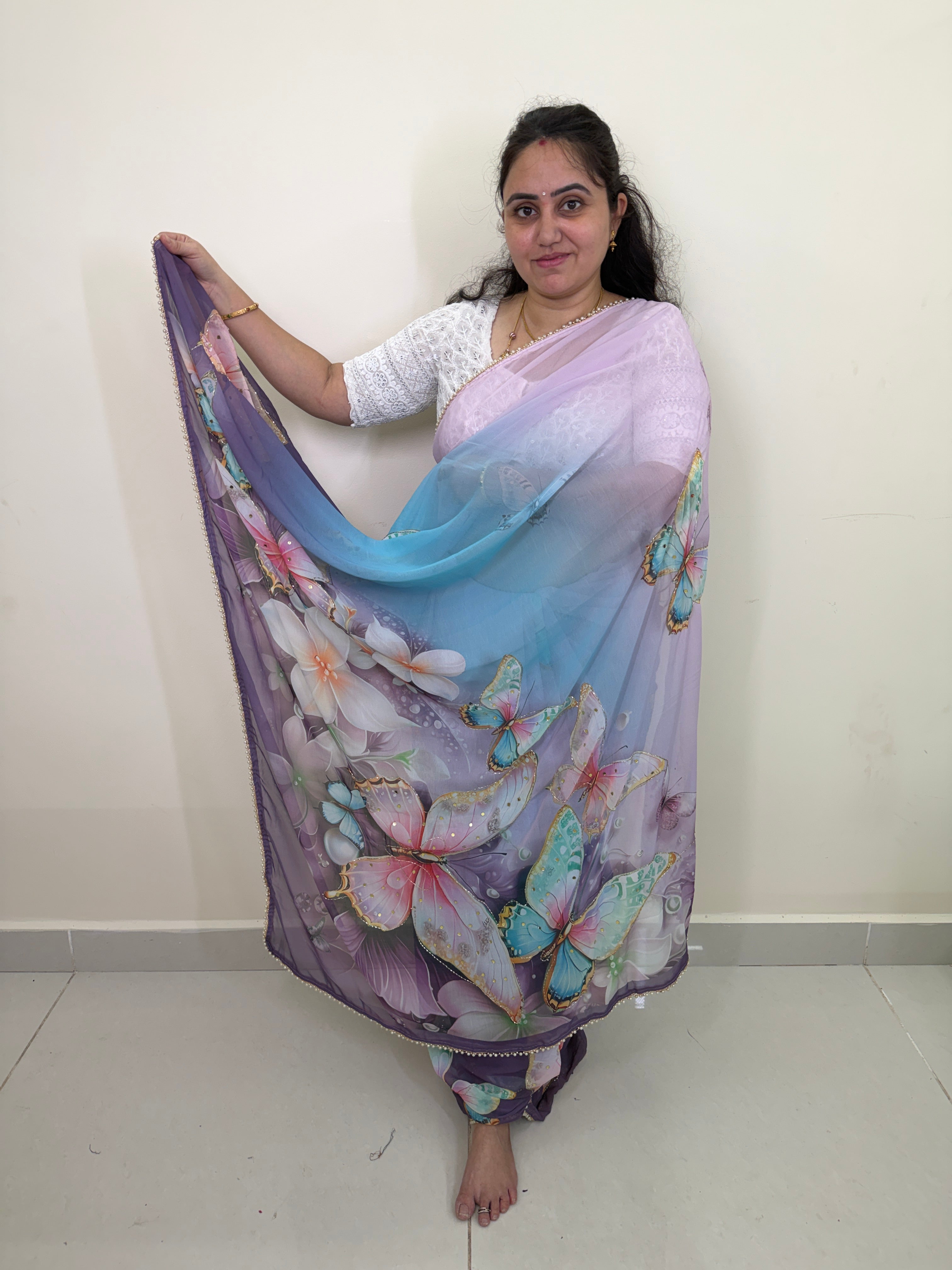 Beautiful 3D Butterfly Ready to wear saree