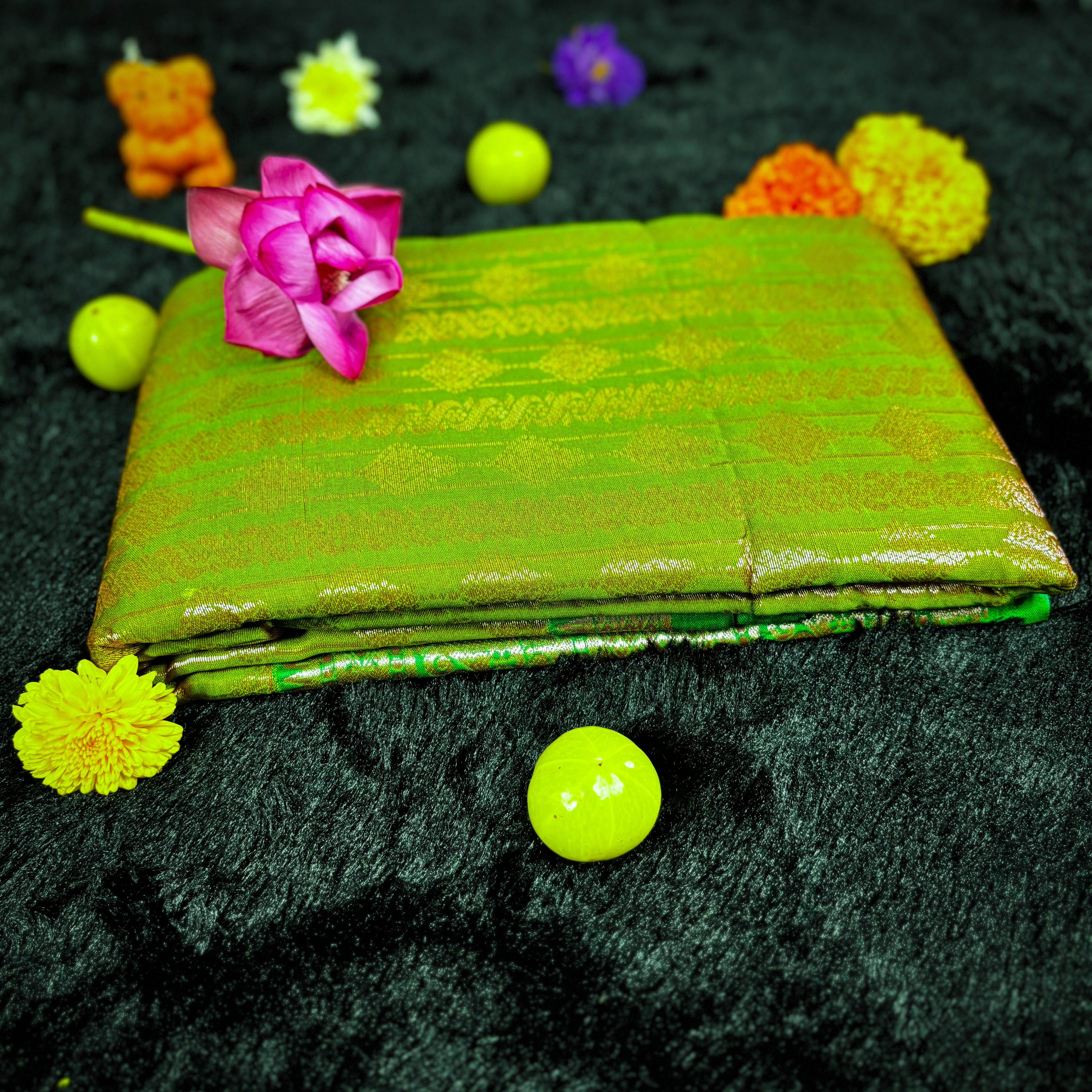 Elegant Parrot Green Silk Saree