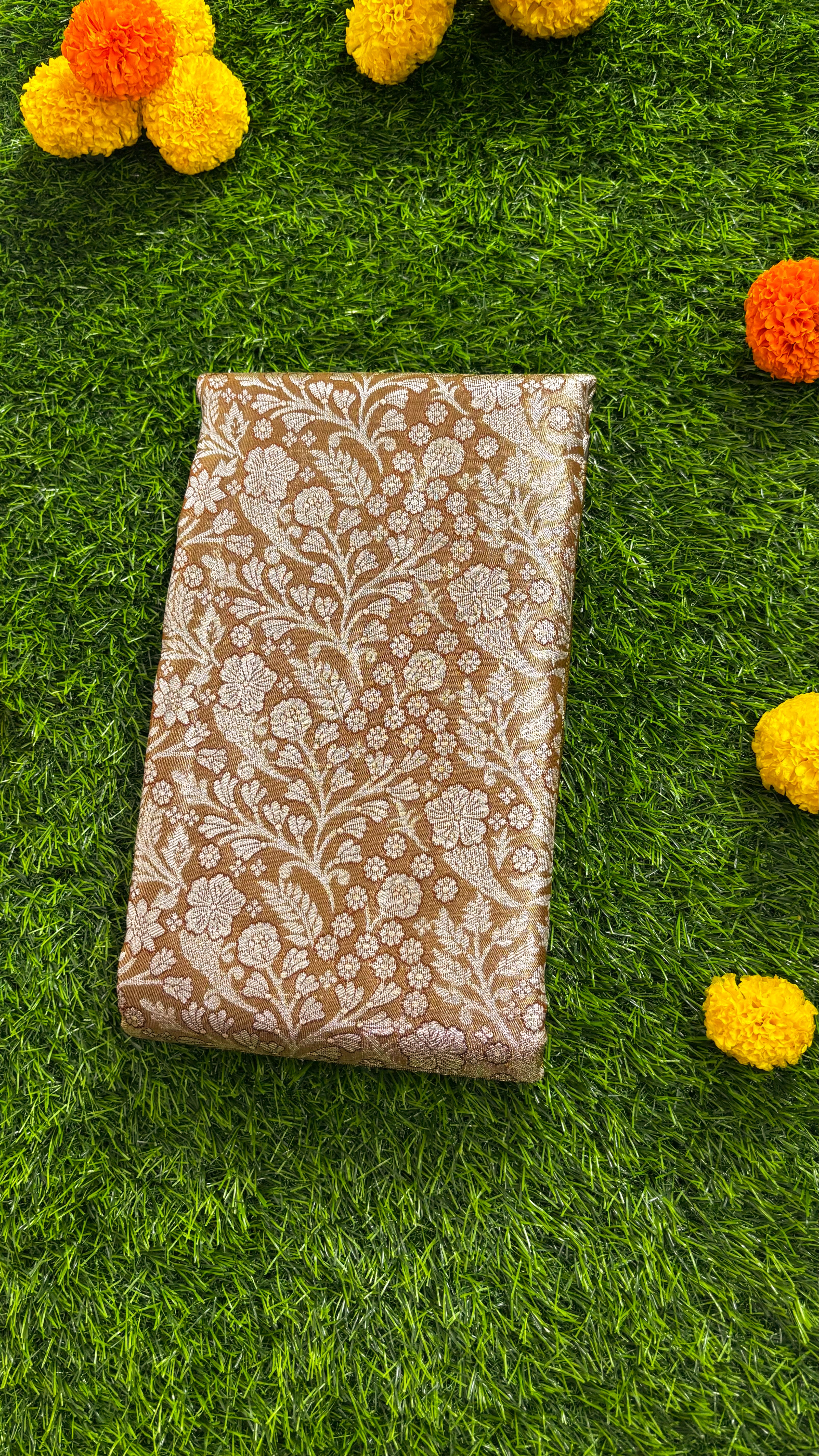 Regal Golden Silk Saree with Intricate Zari Work