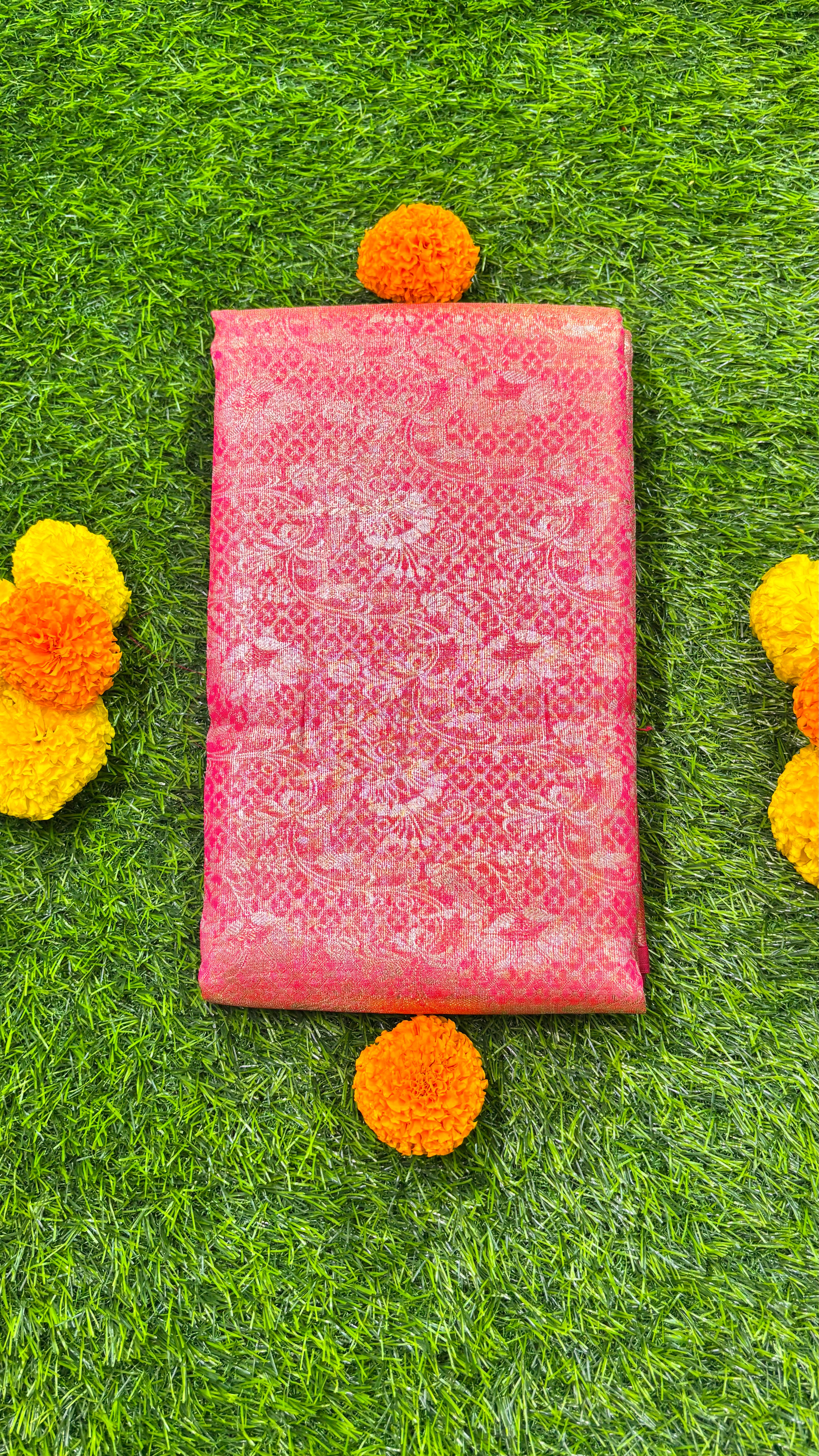 Blush Pink Silk Saree with Rich Golden Zari Border