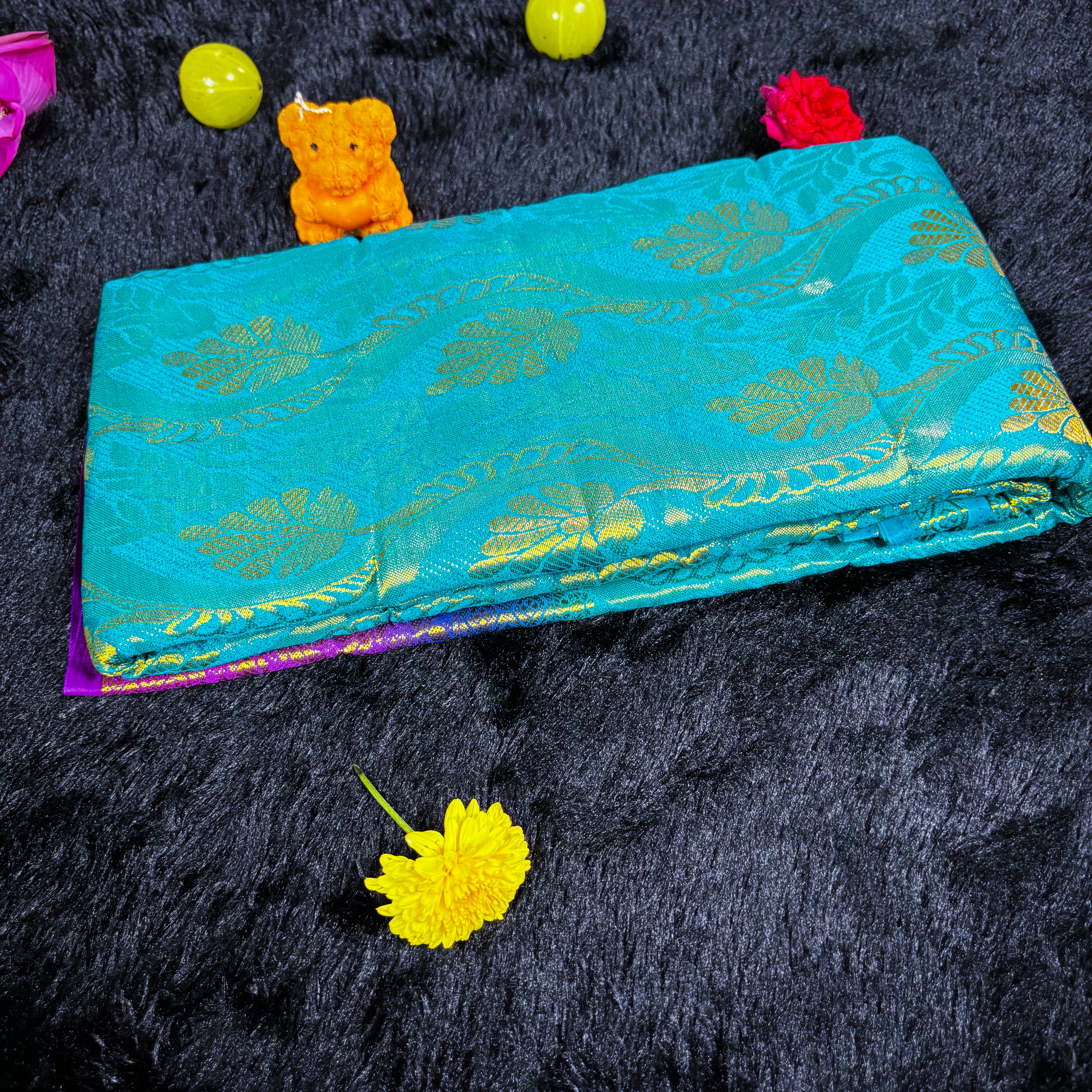 Royal Teal Blue Banarasi Silk Saree