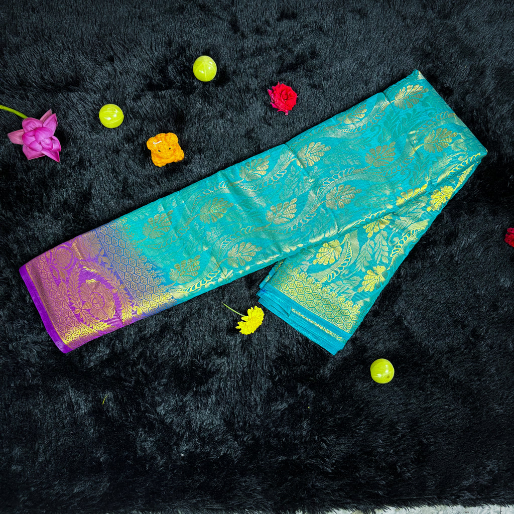 Royal Teal Blue Banarasi Silk Saree