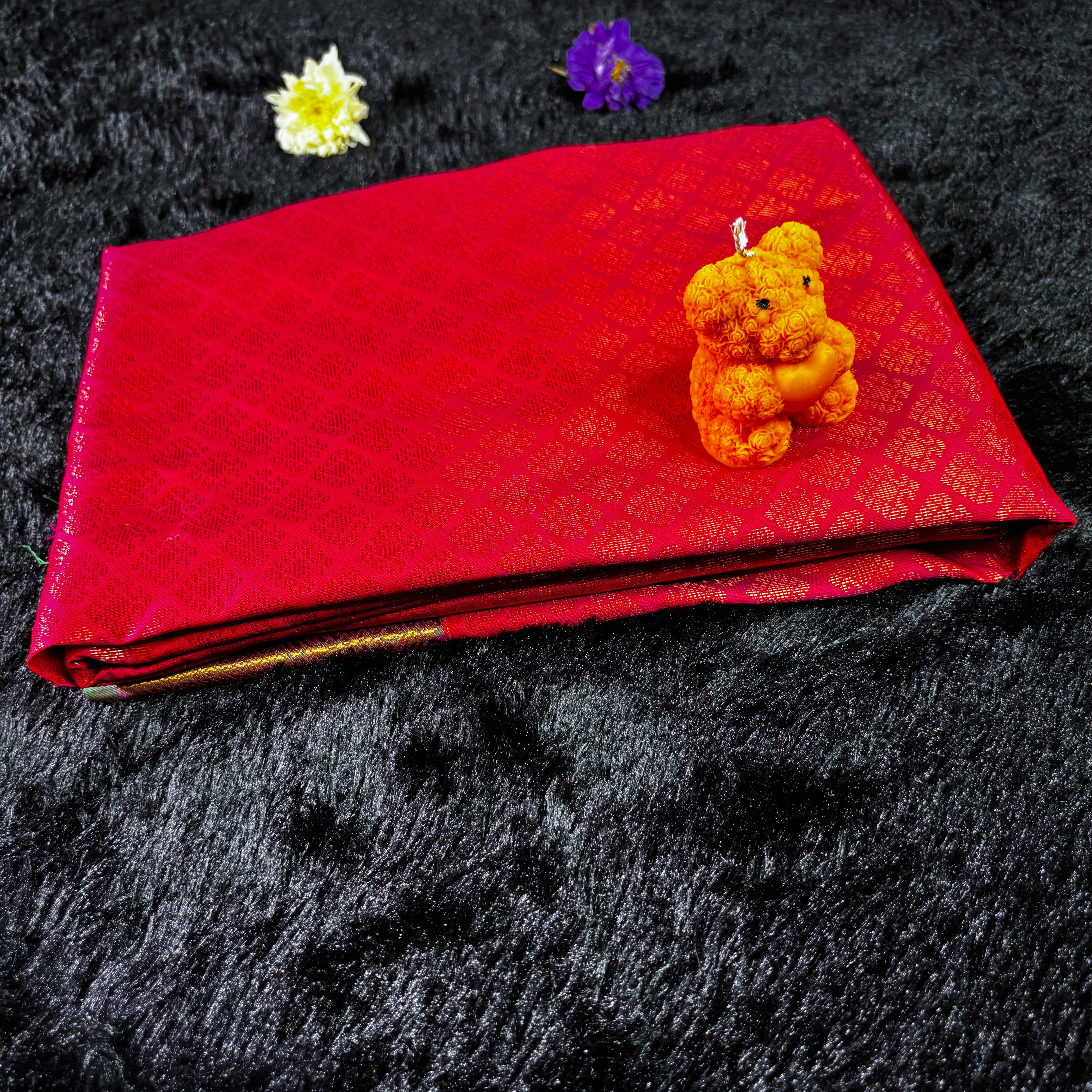 Classic Red Silk Saree with Antique Golden Zari Border