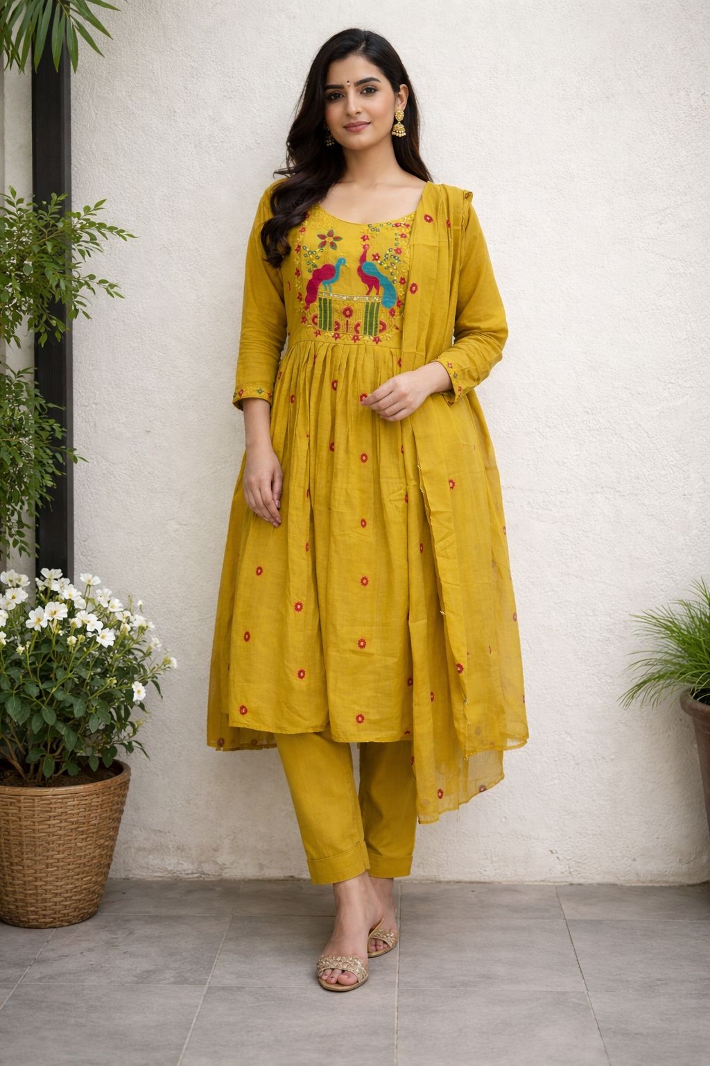 Beautiful Mustard Yellow color 3 piece suit set