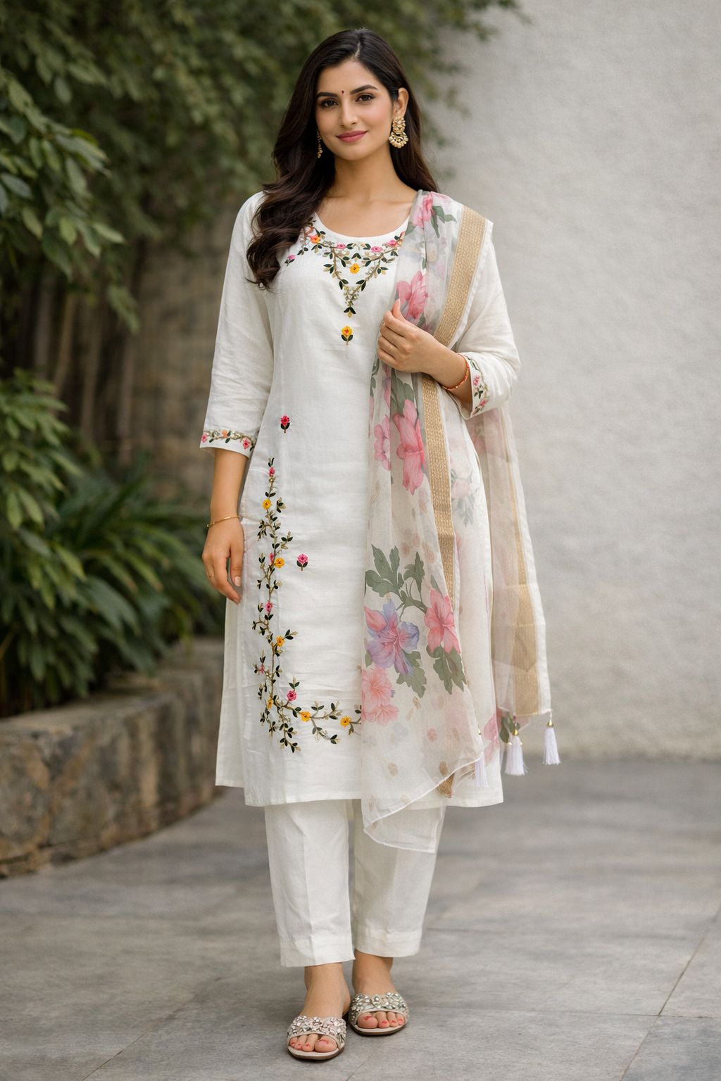 Beautiful White 3 piece suit set