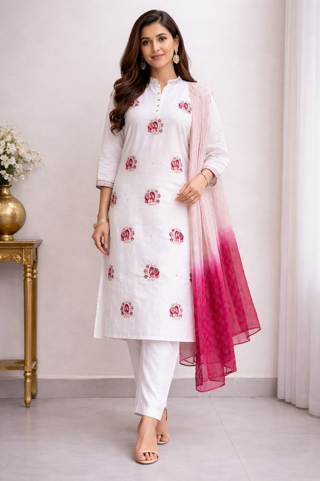 Beautiful White colour 3 piece suit