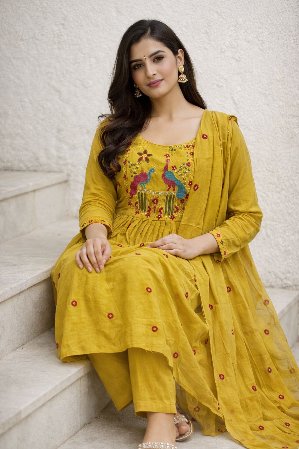 Beautiful Mustard Yellow color 3 piece suit set