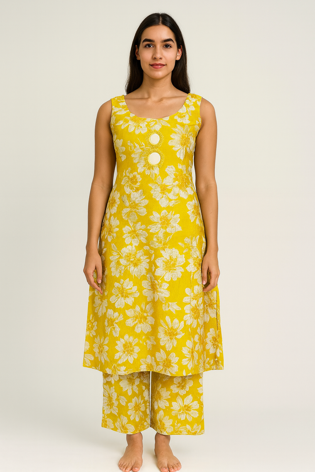 Beautiful Yellow Colour mirror work suit set