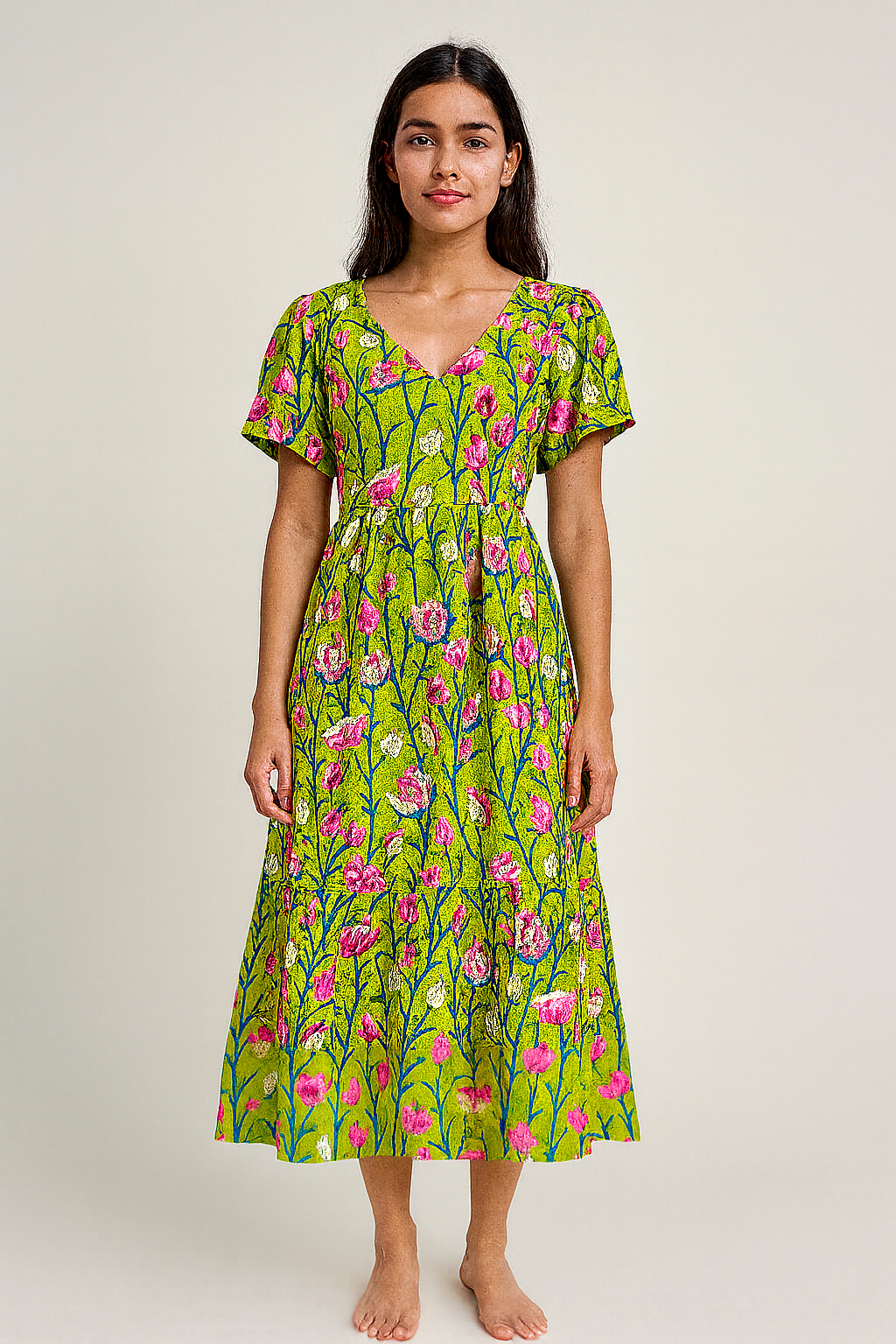 Beautiful Green colour trending kalamkari dress