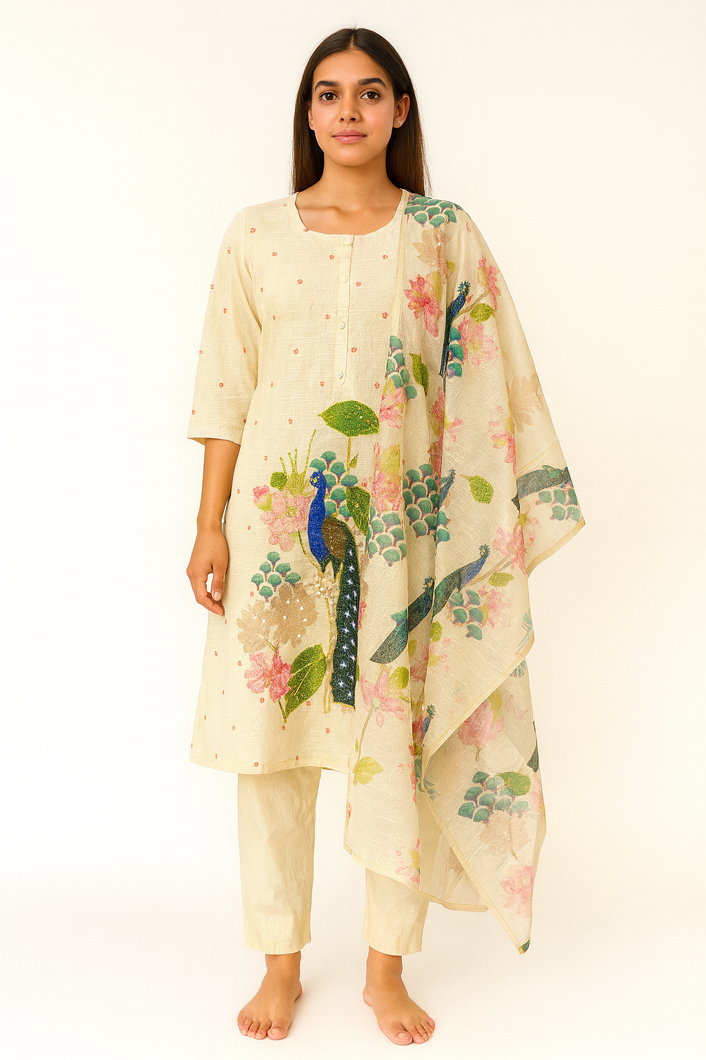 Beautiful Cream colour suit set