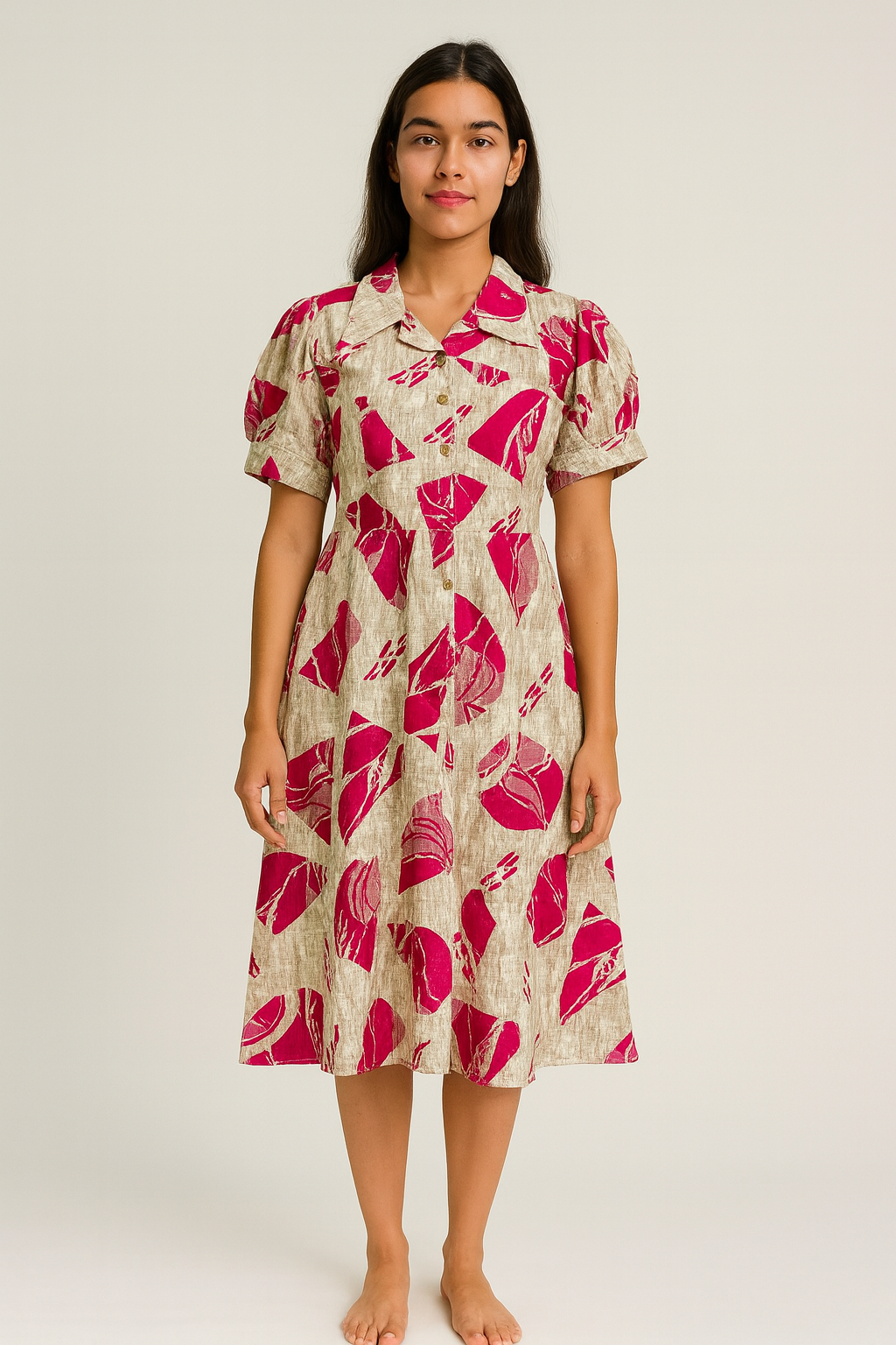 Beautiful Beige and pink colour dress