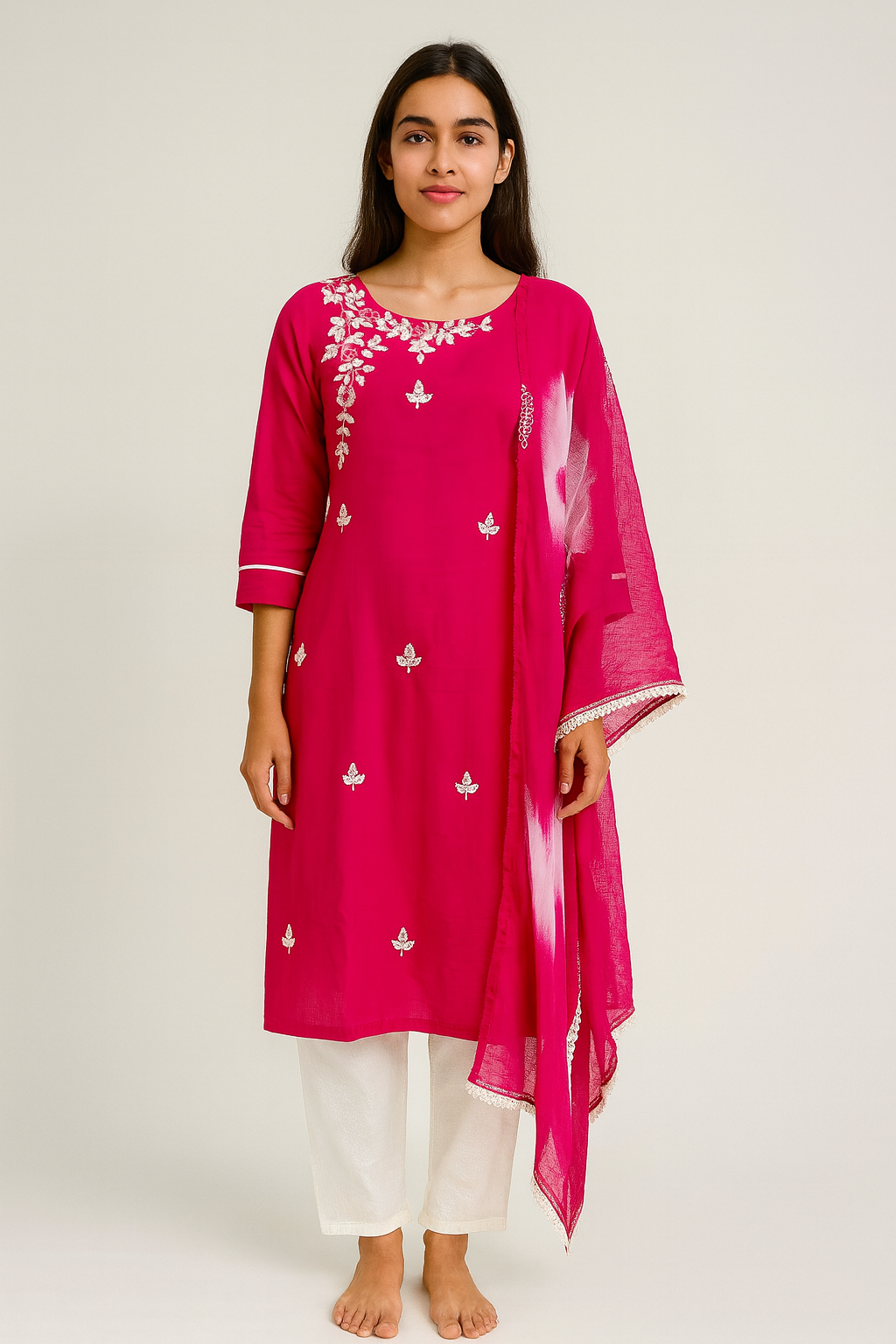 Beautiful pink maggam work suit set