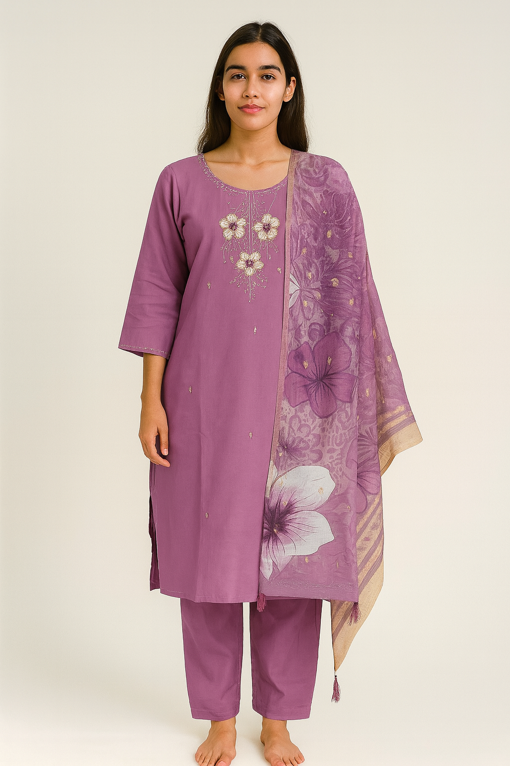 Beautiful Lavender maggam work suit set