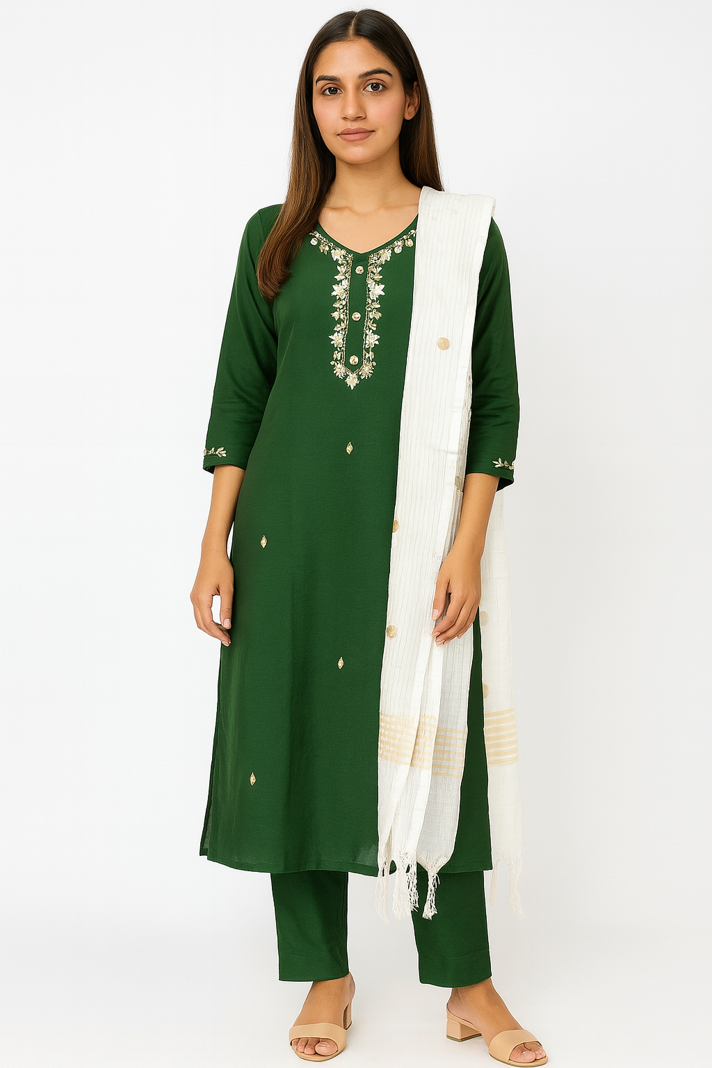 Beautiful Dark green  maggam work Suit set