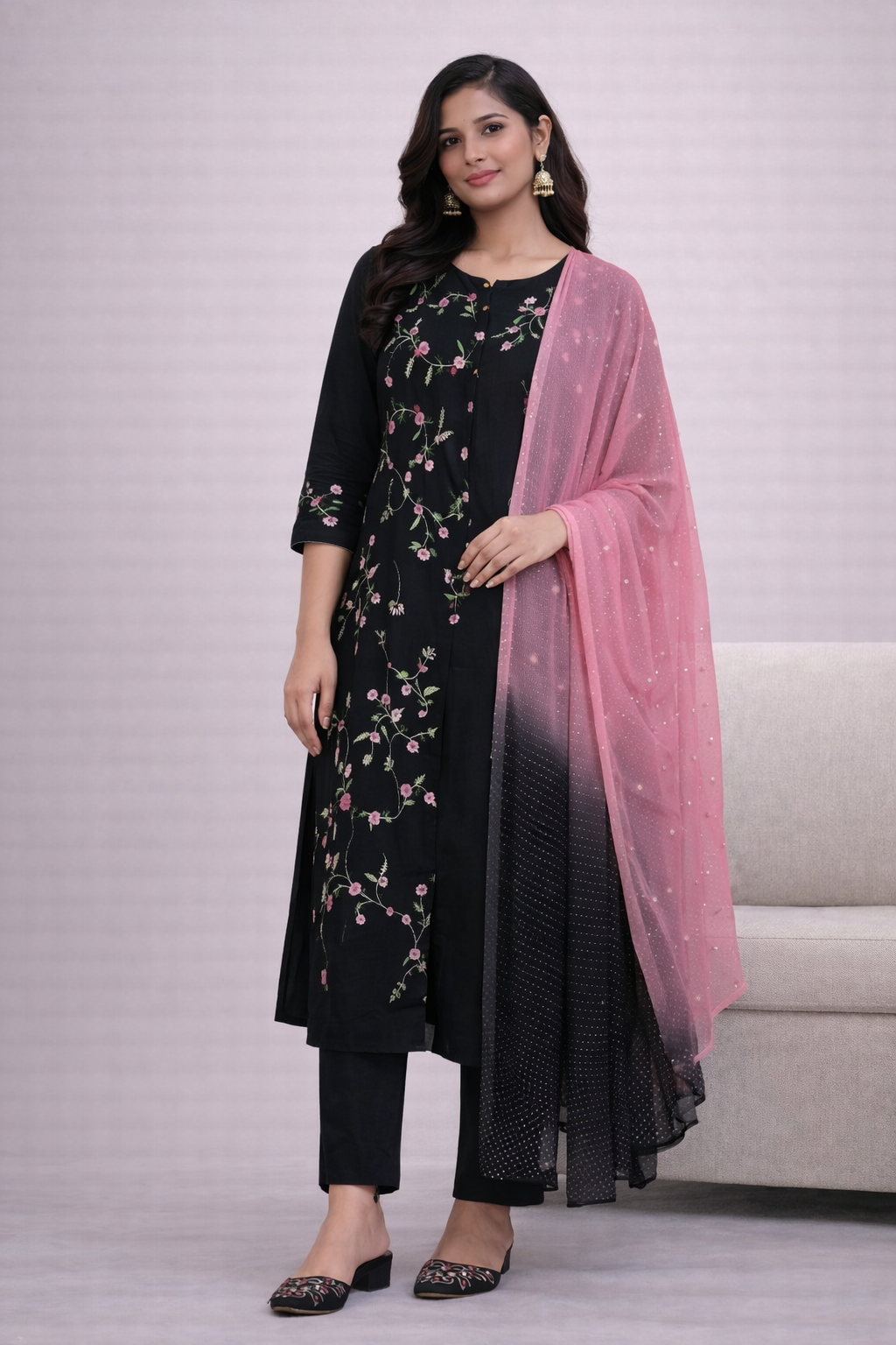 Size-XXL beautiful Black color 3 piece suit set