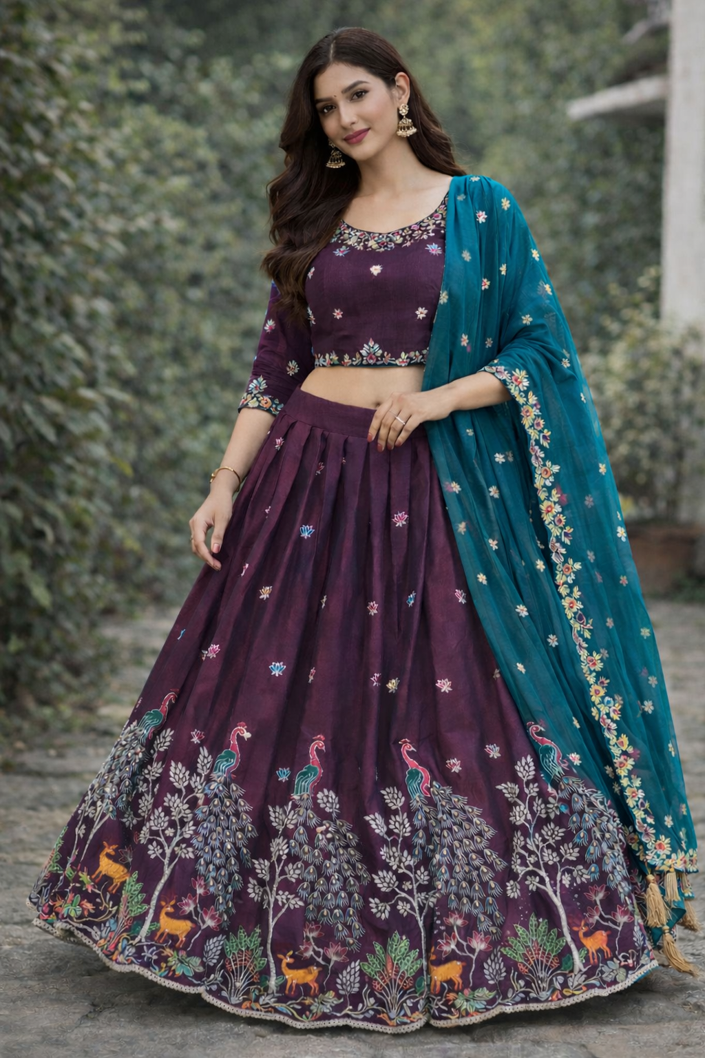Beautiful Wine color Lehenga [Semi-Stitched]