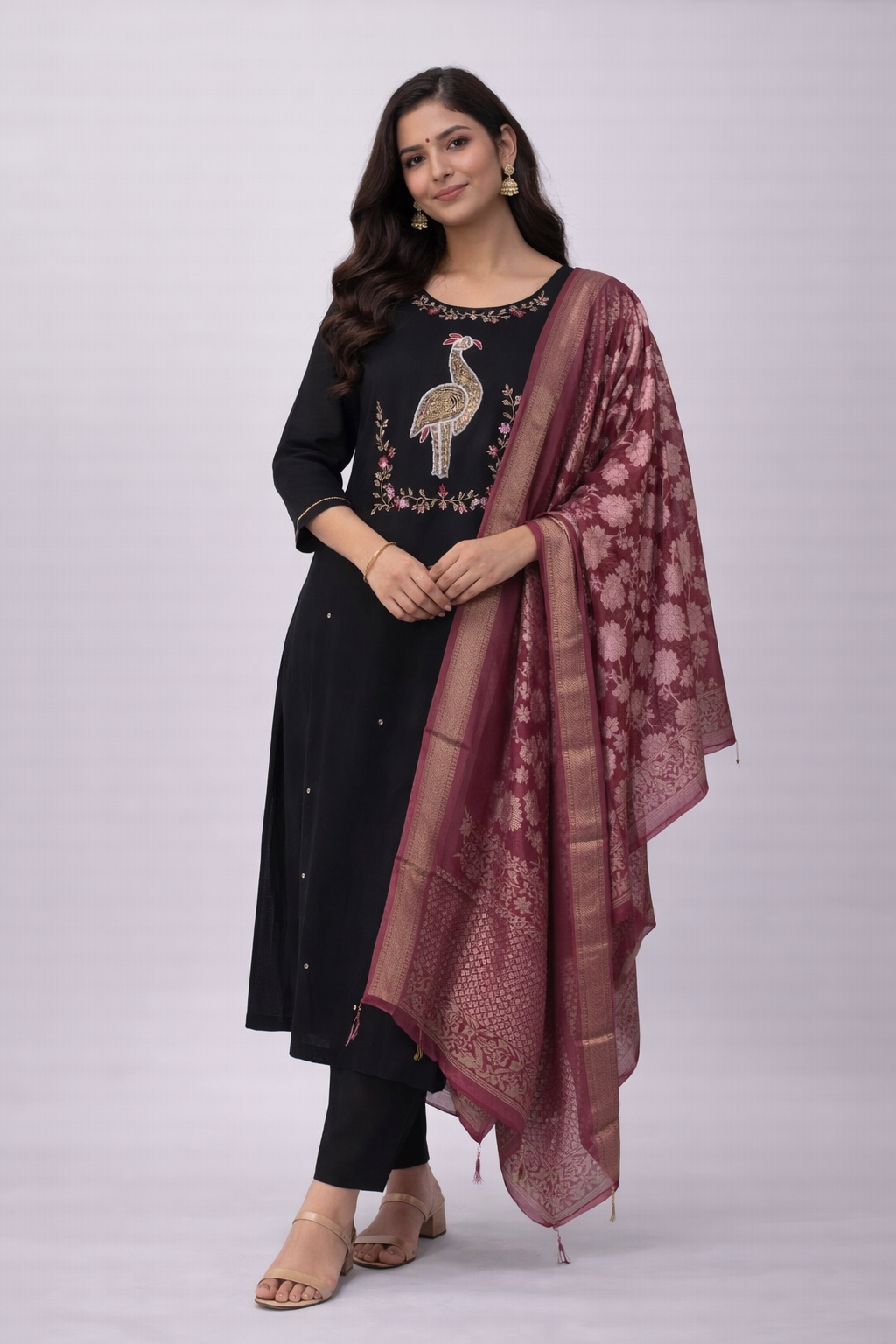 Size-XL Beautiful black colour 3 piece suit set