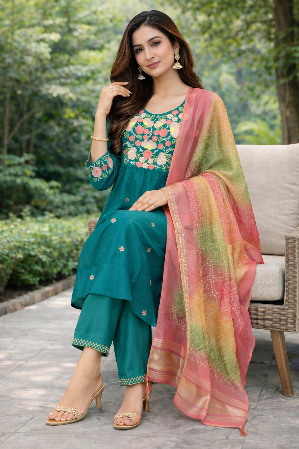 Size-XXL Beautiful Teal blue color 3 piece suit set