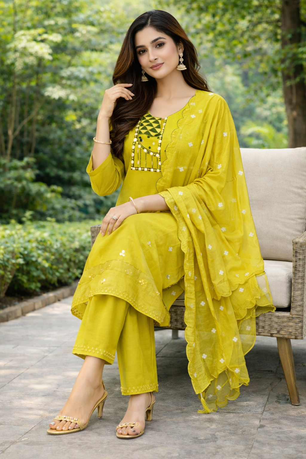 Size-3xl Beautiful Lime green color 3 piece set