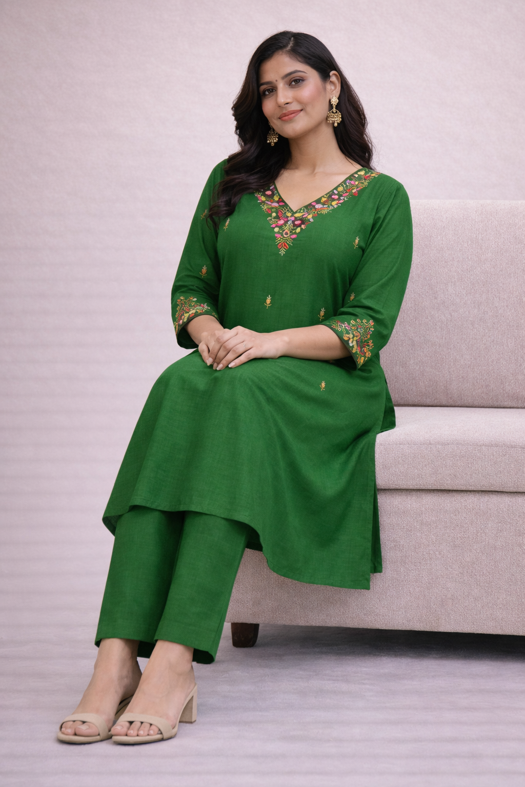 Size-XL Pure cotton 2 piece set with beautiful handwork