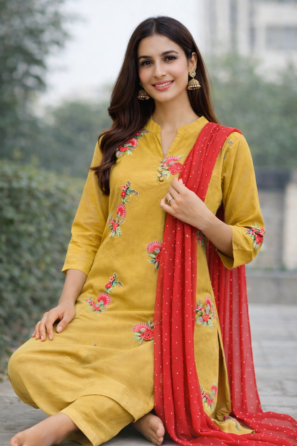 {Size-XL} Beautiful mustard yellow colour 3 piece suit set.