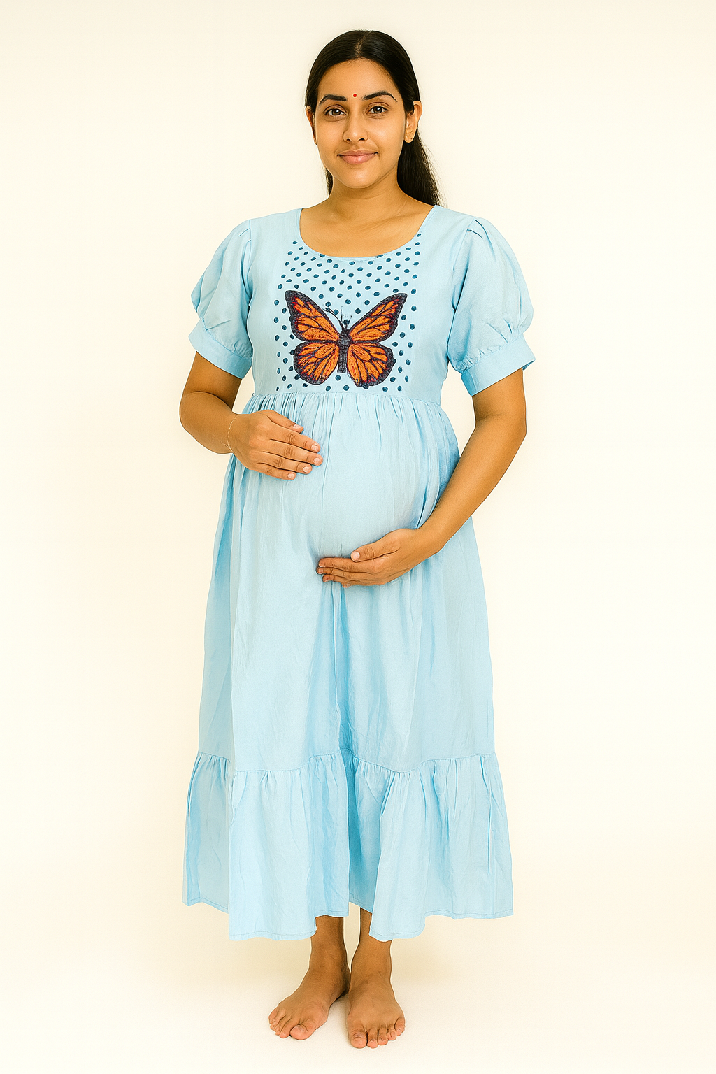 Beautiful cotton Sky blue colour maternity dress