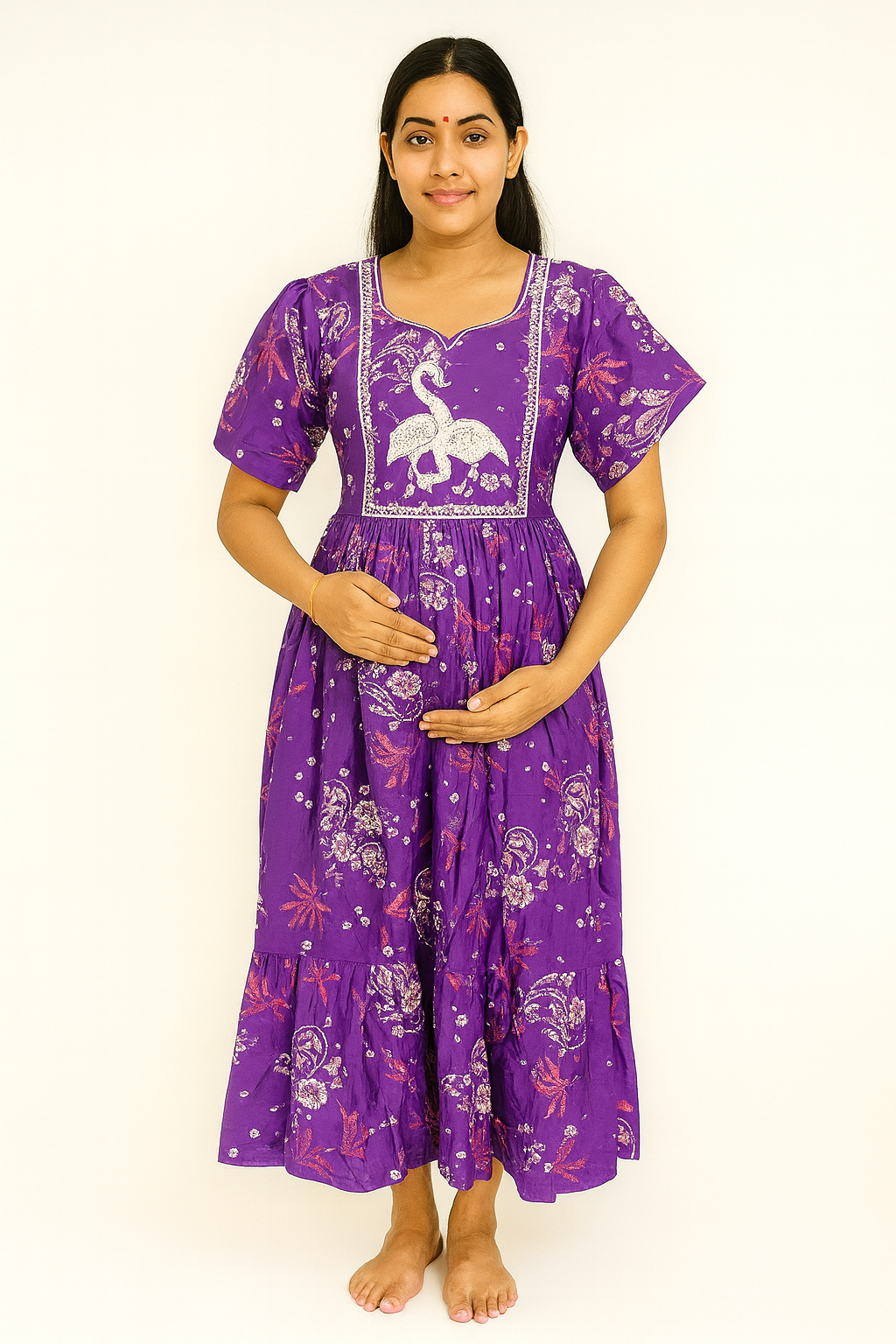 Beautiful blue colour cotton maternity dress