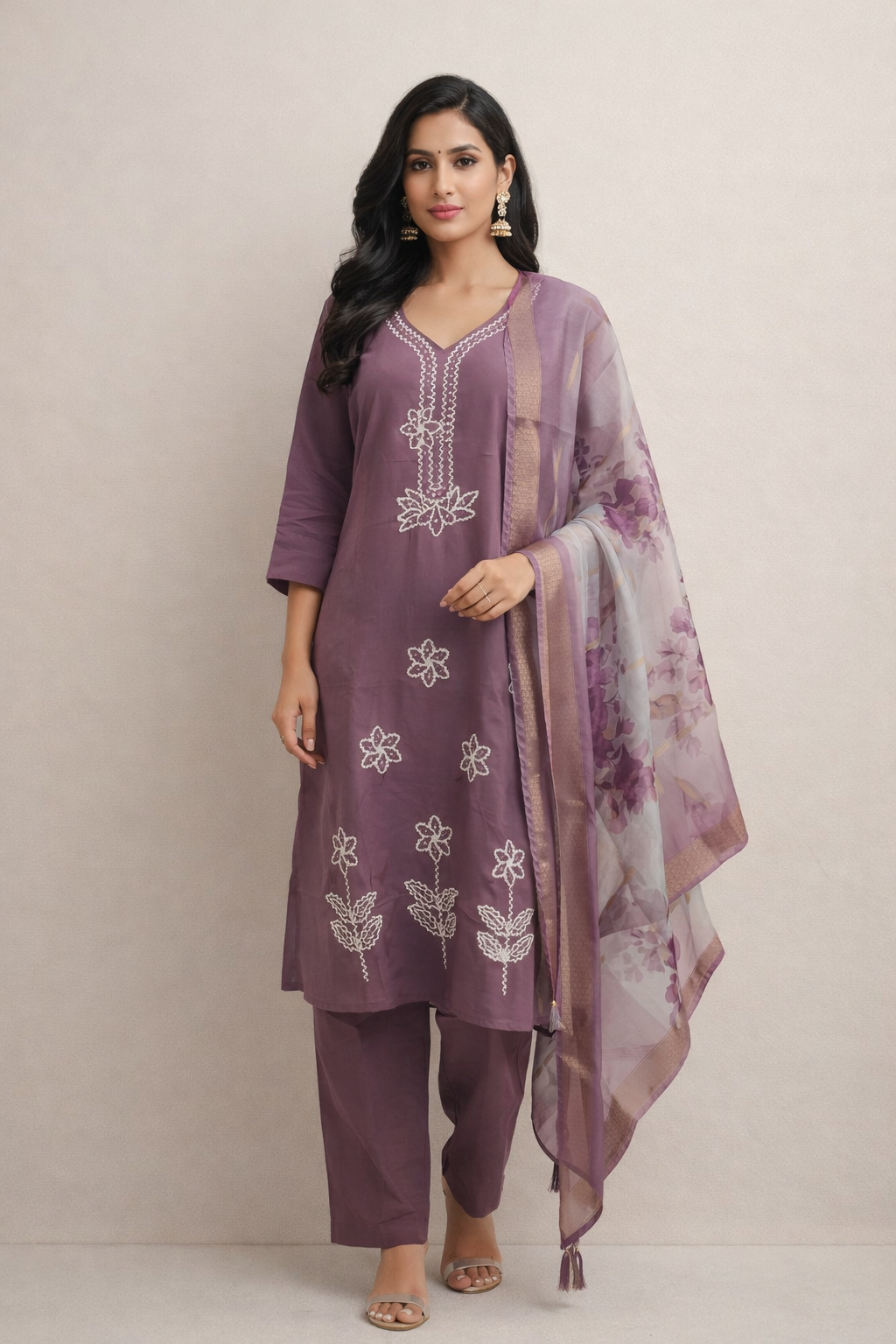 Size-XXL Lavender color 3 piece suit set