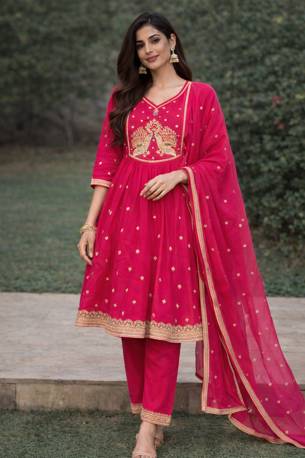 Size-3xl Popular pink anarkali suit set