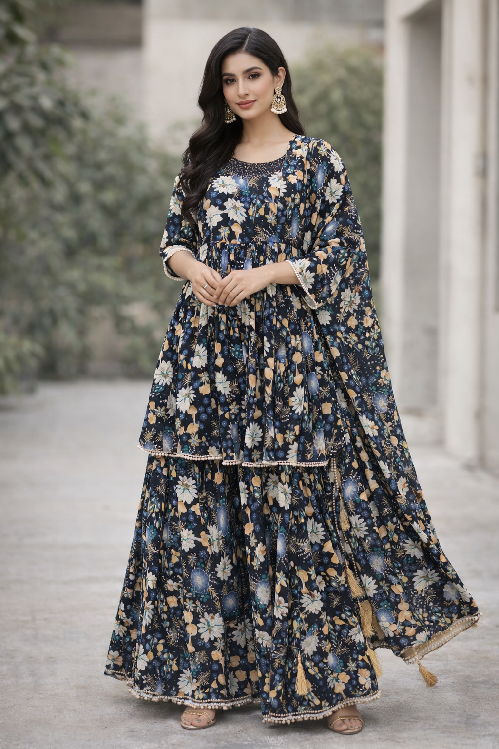 Beautiful Blue and black combination sharah