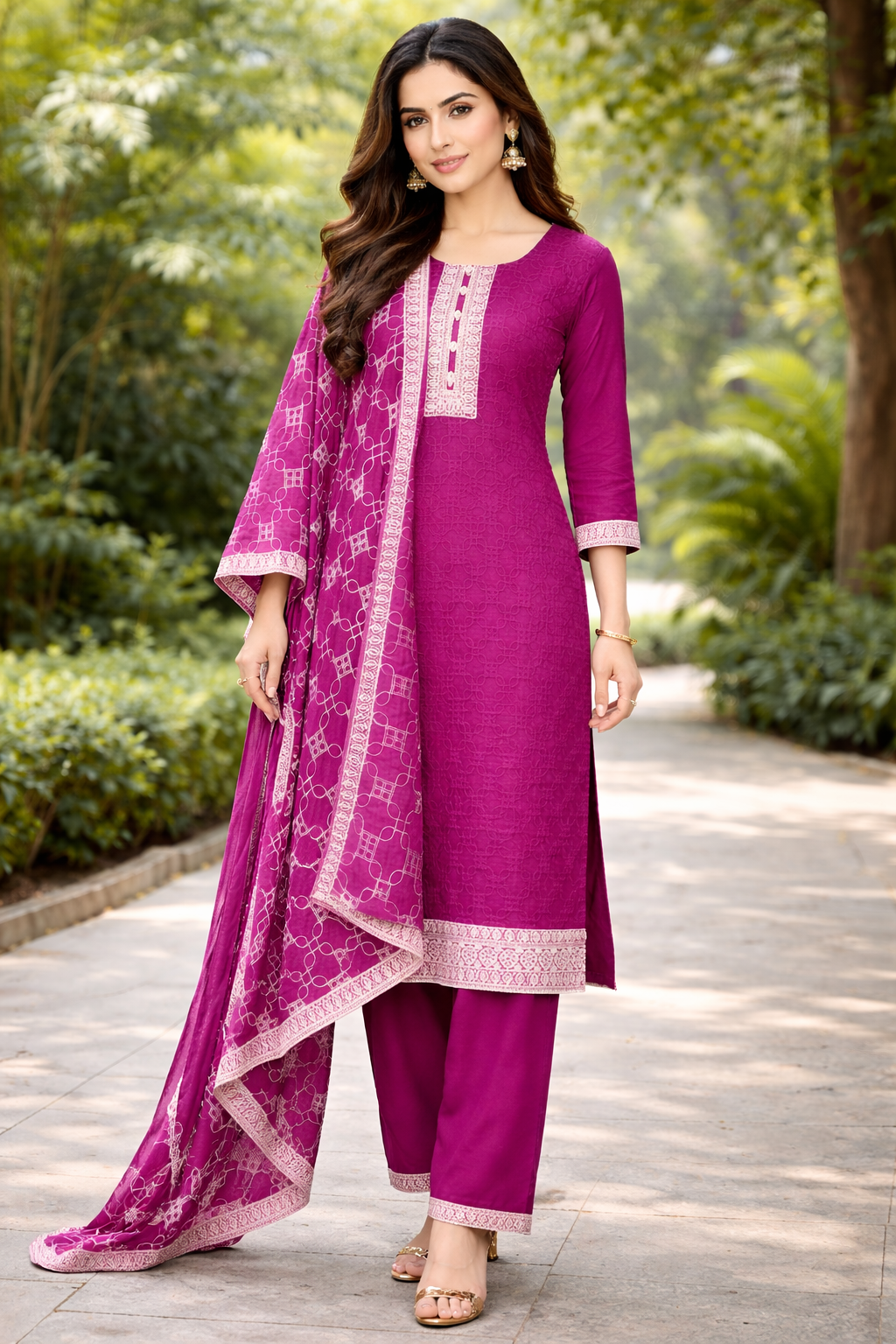 Size-3XL Beautiful Wine color 3 piece suit set