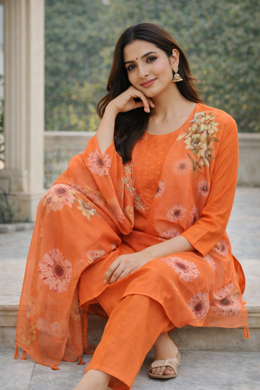 Size-3xl Trending orange 3 piece suit set