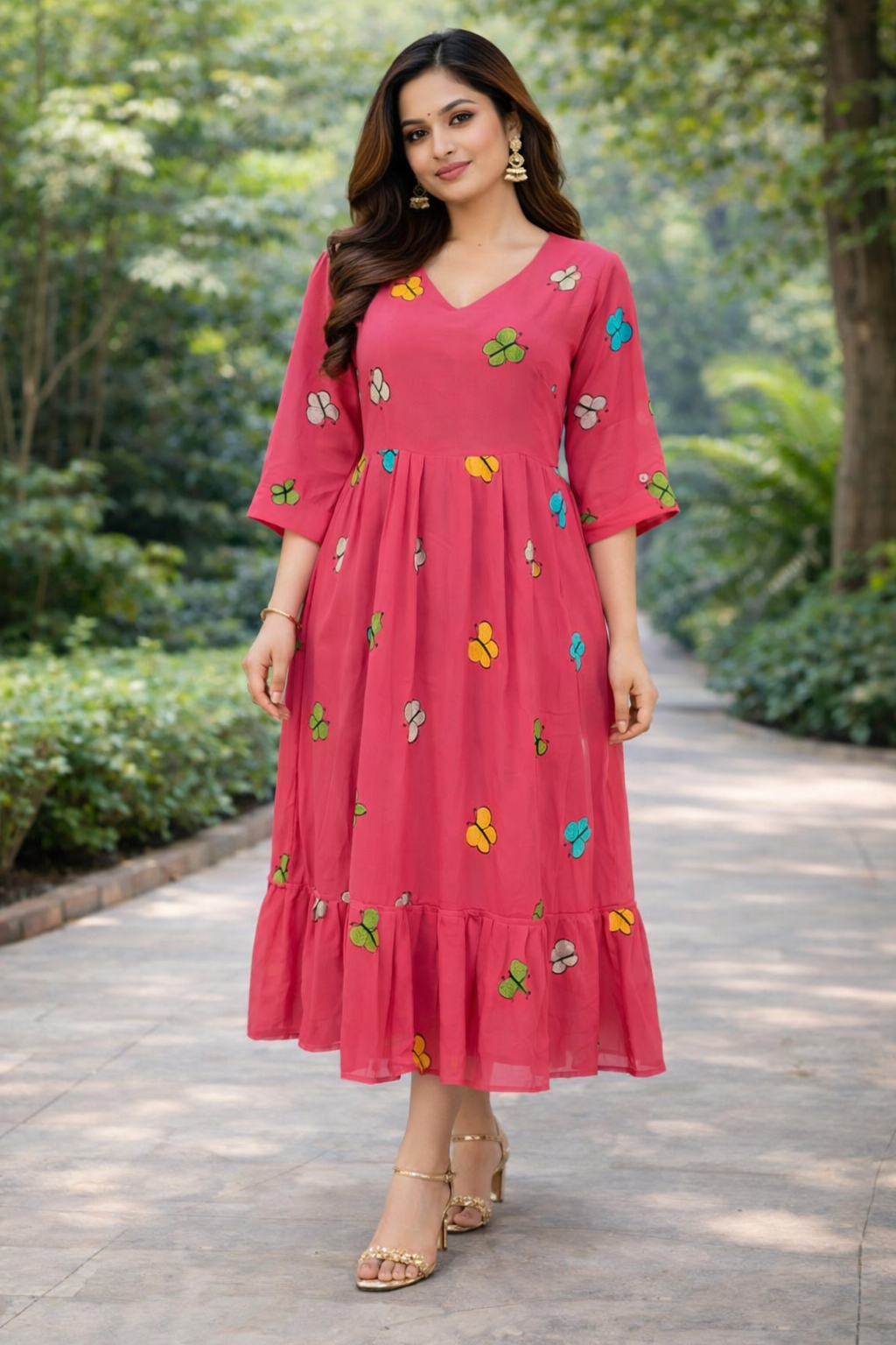 Size-3xl Graceful pink colour frock