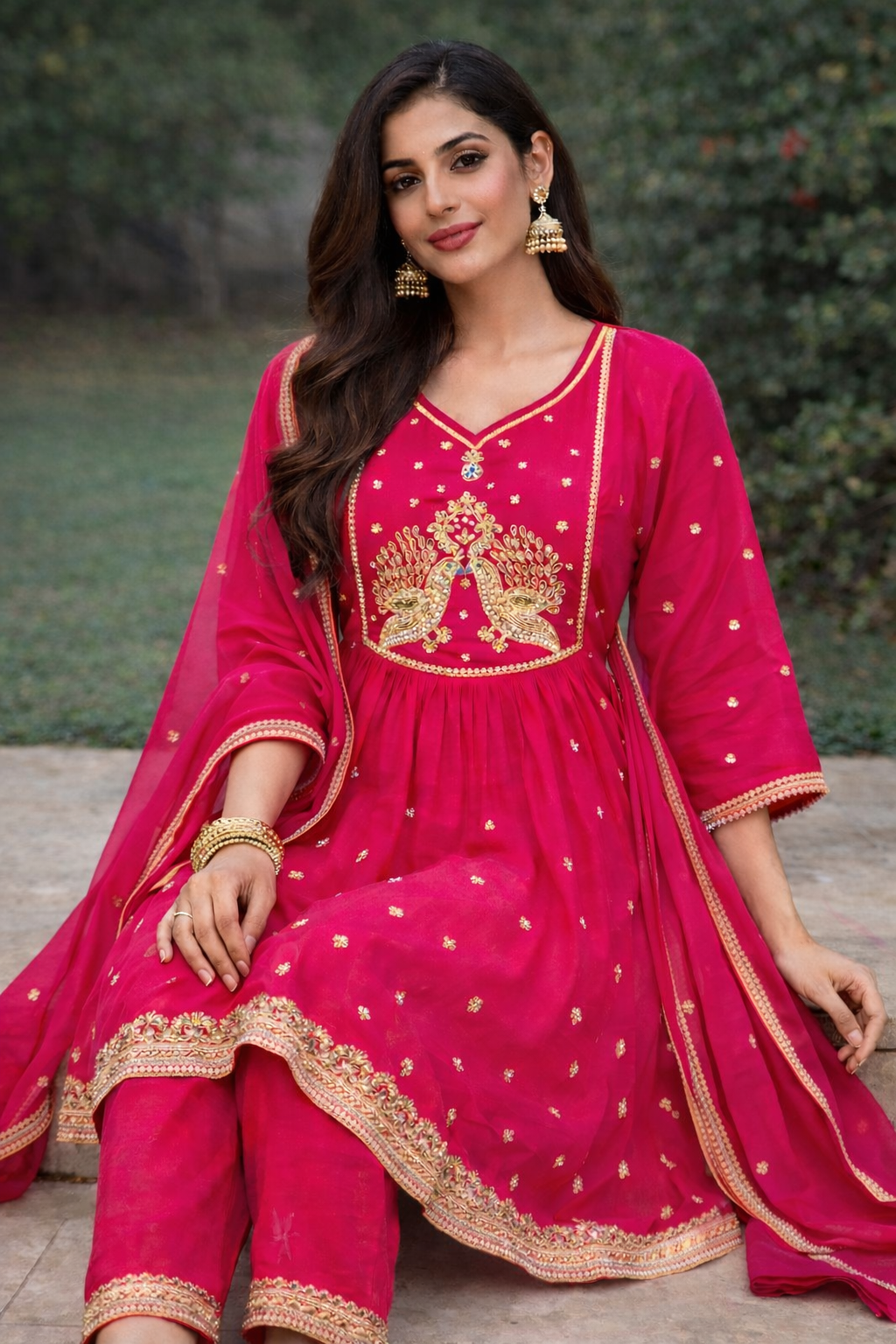 Size-3xl Popular pink anarkali suit set