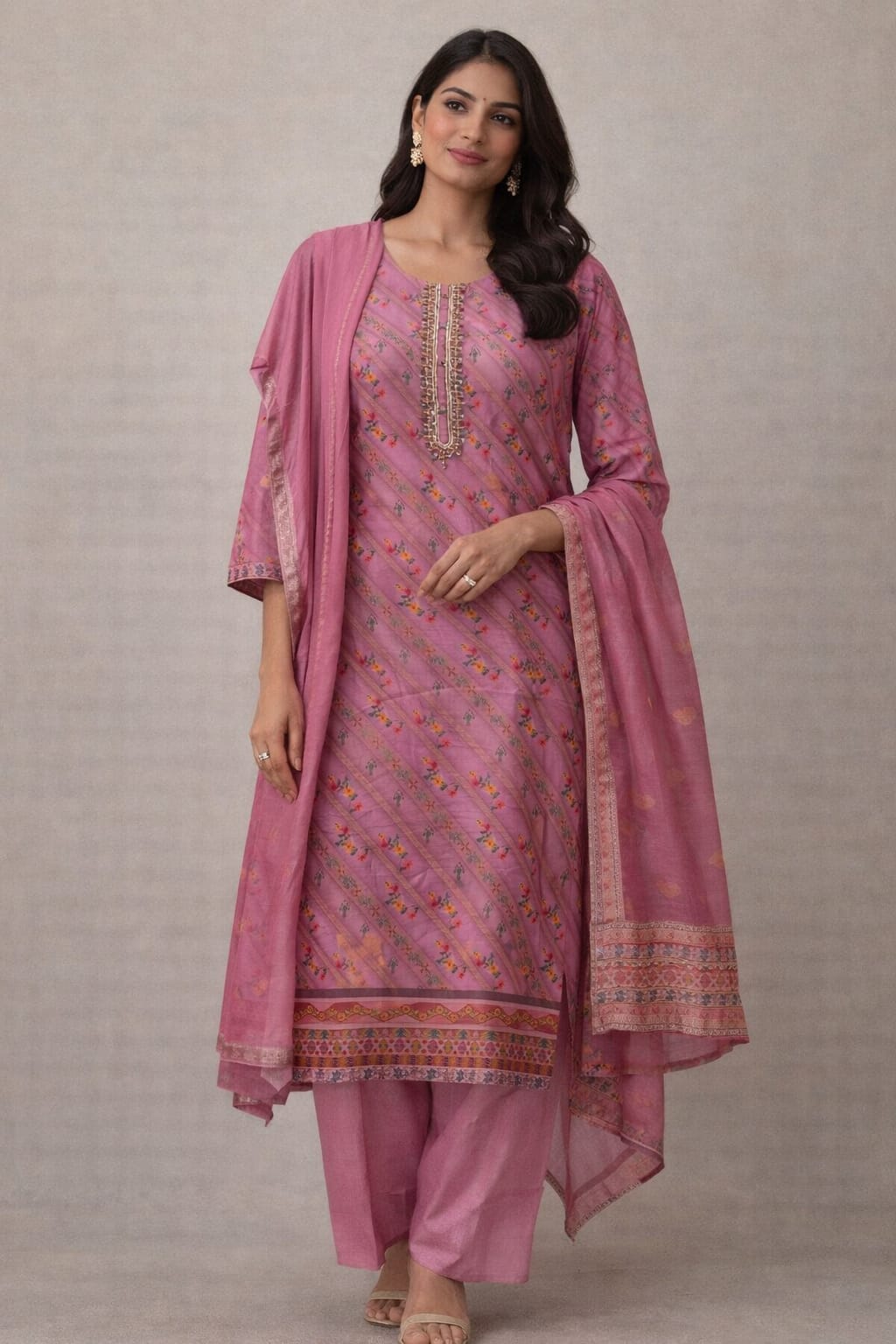 {Size-XXL} Pretty pink colour 3 piece suit set