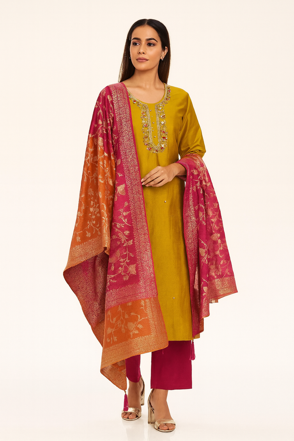 Beautiful yellow color 3piece dress set