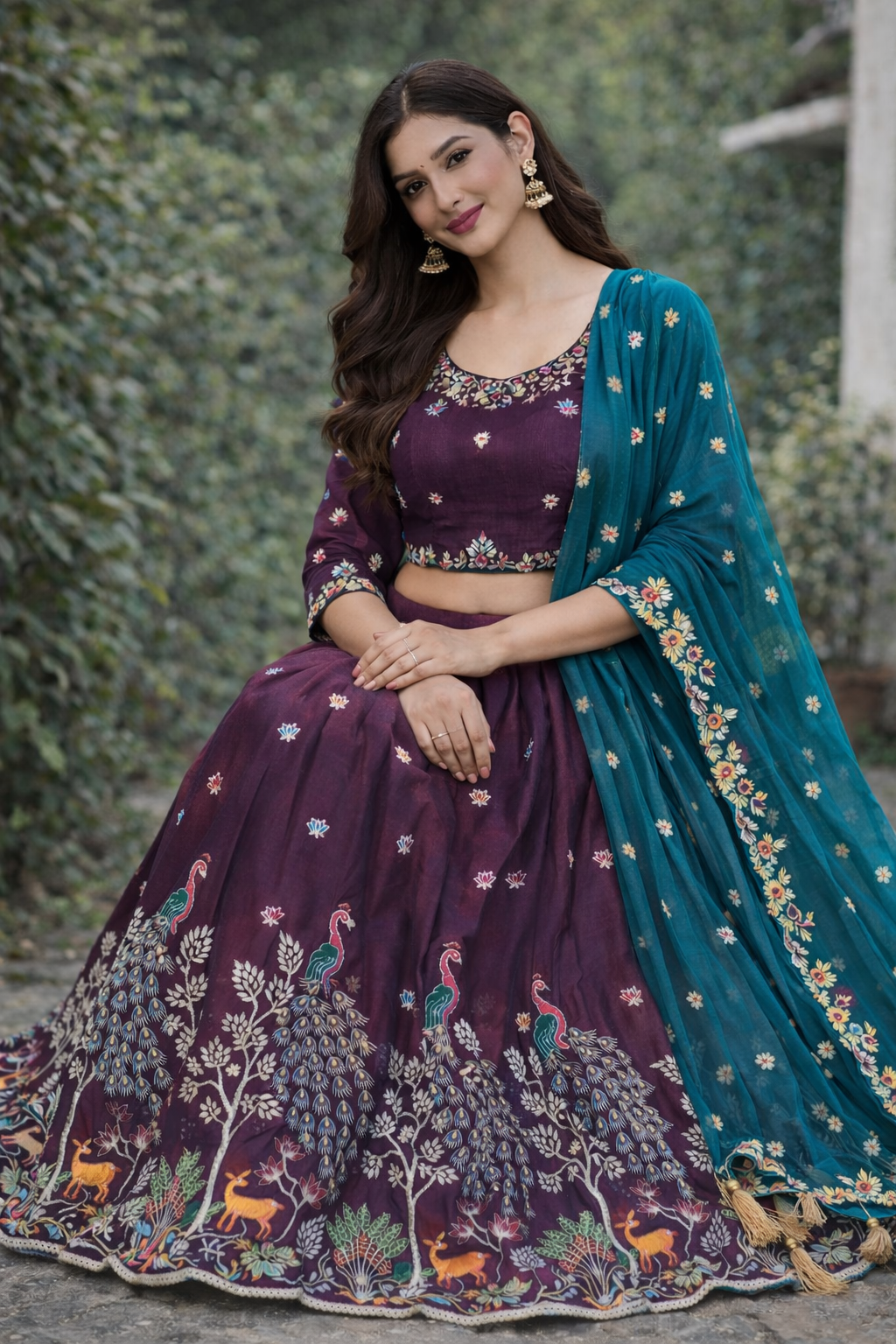 Beautiful Wine color Lehenga [Semi-Stitched]