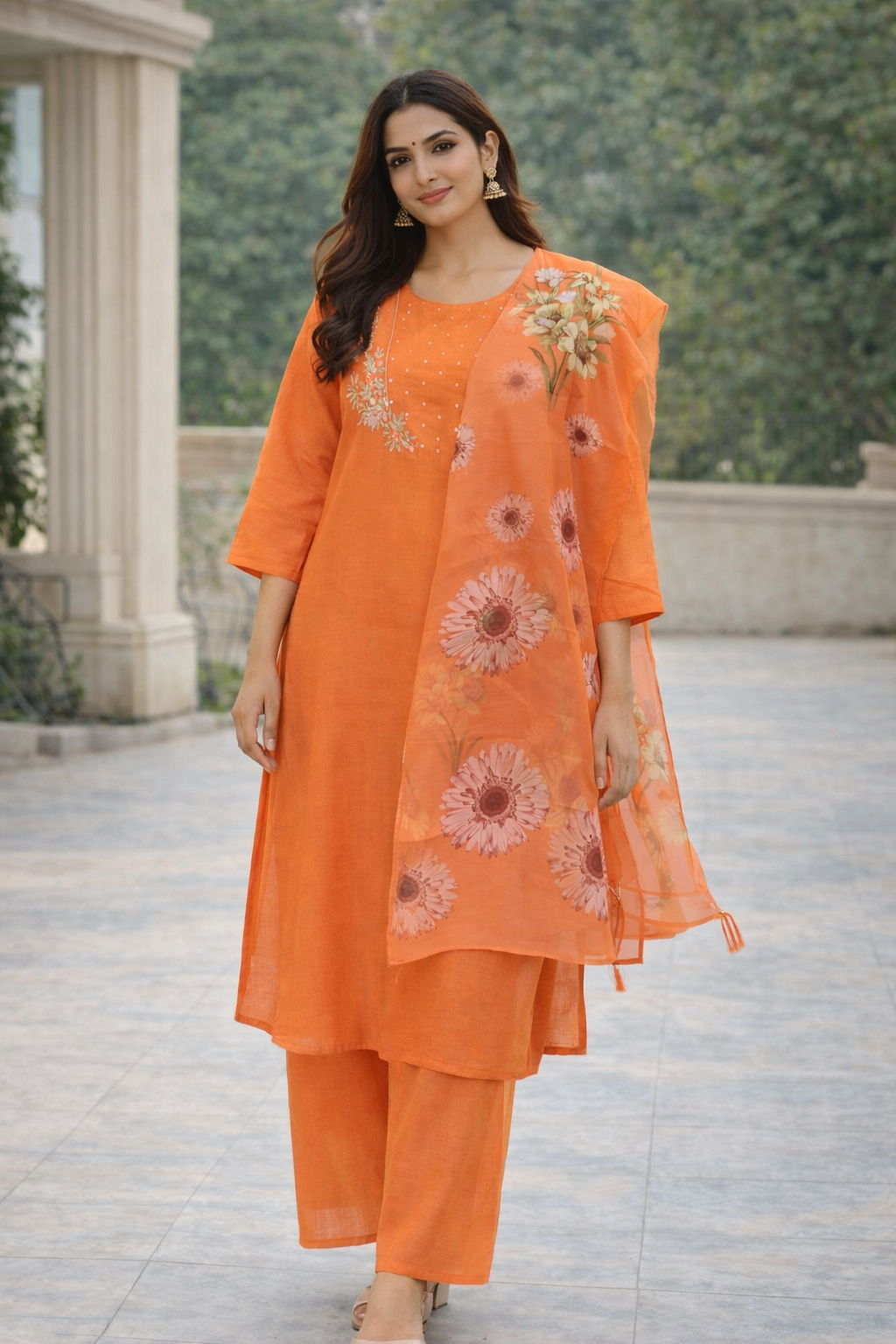 Size-3xl Trending orange 3 piece suit set