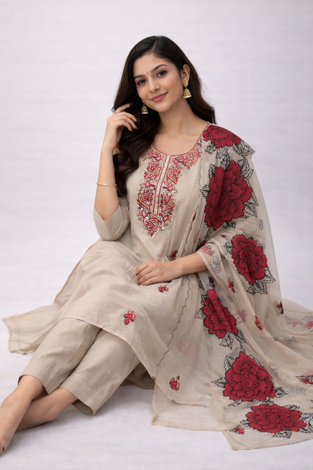 Size-L Beautiful Roses 3 piece suit set