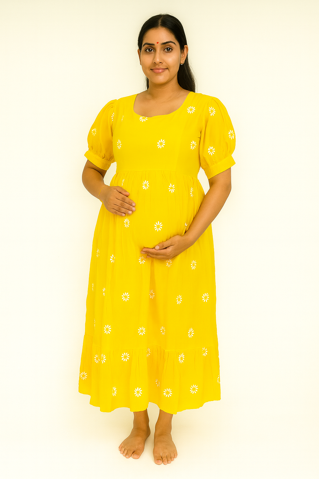 Beautiful Yellow cotton Maternity Dress