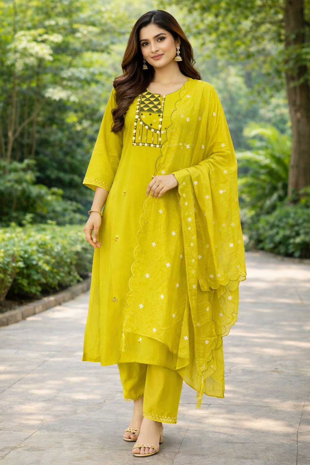 Size-3xl Beautiful Lime green color 3 piece set