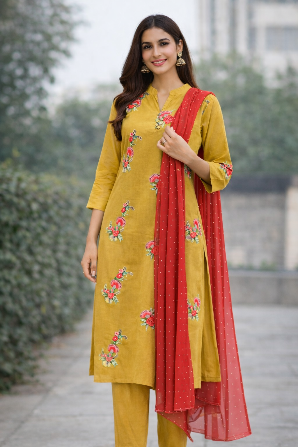 {Size-XL} Beautiful mustard yellow colour 3 piece suit set.