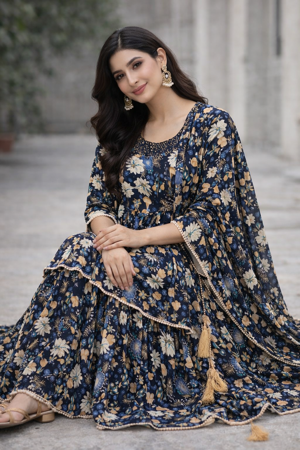 Beautiful Blue and black combination sharah