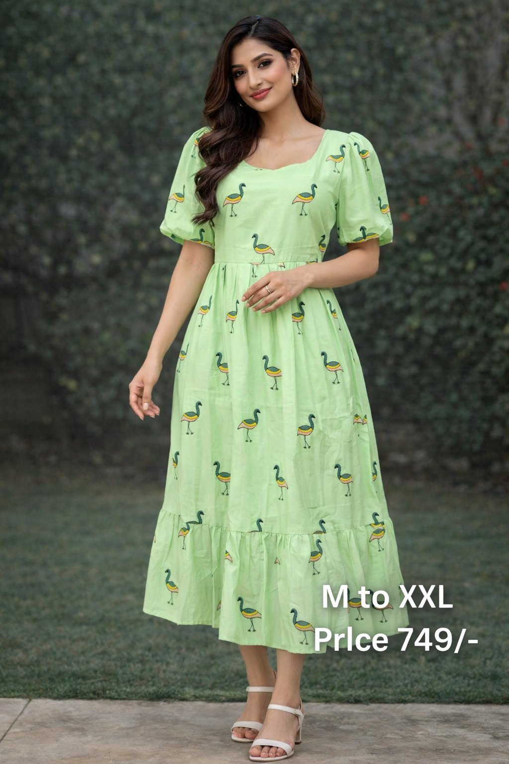 Size-L Trending Mul cotton frock in pastel Green