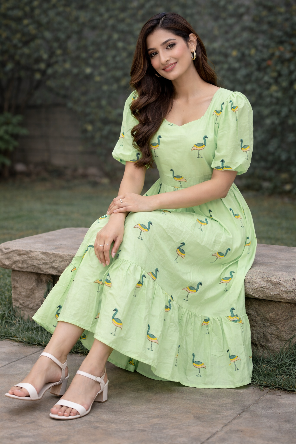 Size-L Trending Mul cotton frock in pastel Green