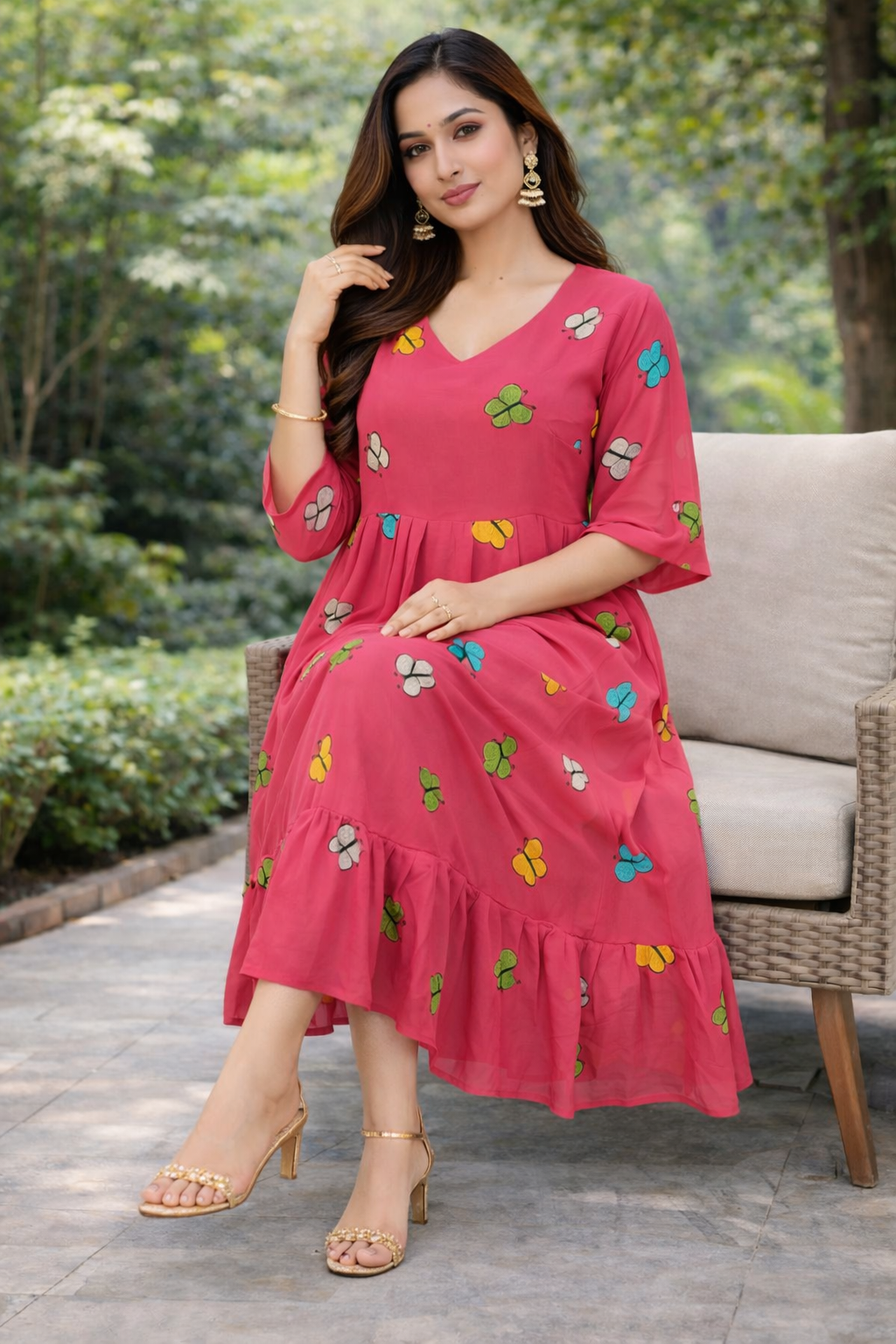 Size-4xl Graceful pink colour frock