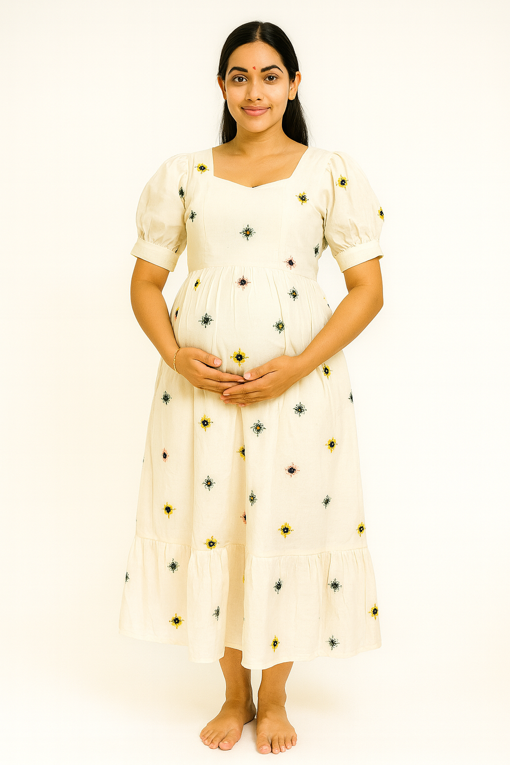 Beautiful White colour cotton maternity dress