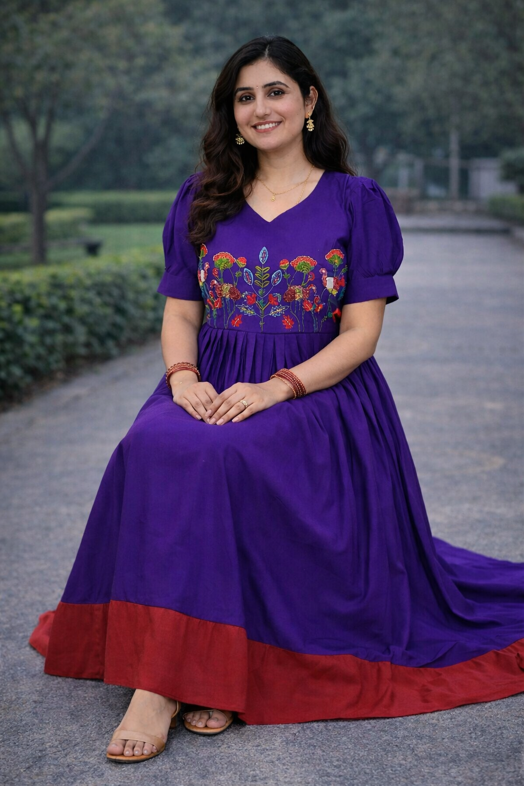 {Size-5XL} Trending Mul cotton  violet color frock